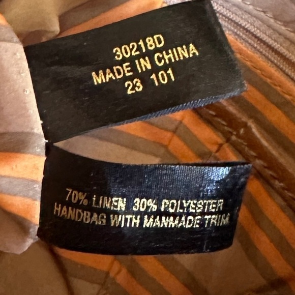 Etienne Aigner Orange Linen Faux Leather Colorful Diamond Shoulder Bag - Picture 8 of 9